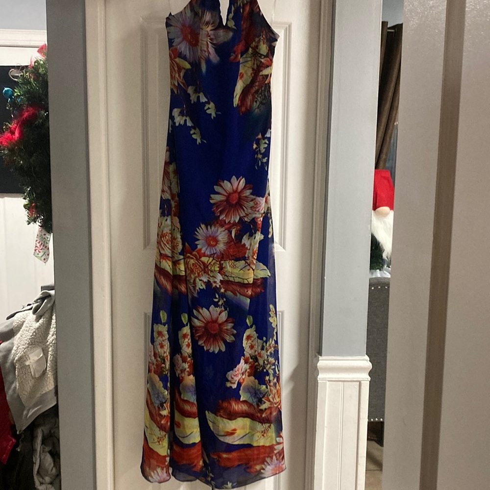 Parisian Collection handcrafted blue with colourful floral, print all over